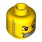 Minifig Head Pirate / Henchman / Knight, Arched Eyebrow, White Teeth with Gold Tooth, Coarse Stubble Print