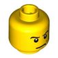 Minifig Head Agent Chase / Knight / Soldier / Soccer Player / Viking, Eyebrows and Scowl, White Pupils Print