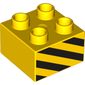 Duplo Brick 2 x 2 with Black and Yellow Danger Stripes Print