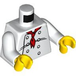 Torso Chef with 8 Buttons, Long Red Neckerchief Print, White Arms, Yellow Hands