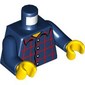 Torso Plaid Shirt with Buttons, Curbed Collar, Plain Back Print, Dark Blue Arms, Yellow Hands