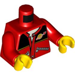 Torso Jacket with Zips, Black Top, Classic Space Logo, White Undershirt Print, Red Arms, Yellow Hands