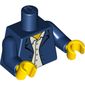 Torso Blazer over Light Blue Button Down Shirt Print, Dark Blue Arms, Yellow Hands