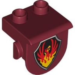 Duplo Plate 1 x 2 with Overhang, with Phoenix on Black Shield Print