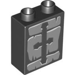 Duplo Brick 1 x 2 x 2 with Stones with Arrow Slit Print