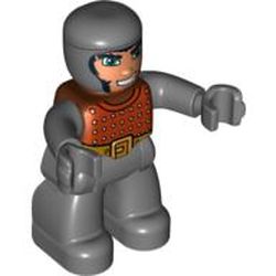 Duplo Figure with Rounded Head with Dark Bluish Gray Legs, Brown Chest, Dark Bluish Gray Arms, Dark Bluish Gray Hands (Phoenix Soldier)