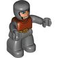 Duplo Figure with Rounded Head with Dark Bluish Gray Legs, Brown Chest, Dark Bluish Gray Arms, Dark Bluish Gray Hands (Phoenix Soldier)