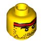 Minifig Head Digger, Headband Red and Stubble Beard Print [Blocked Open Stud]