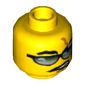 Minifig Head Viper, Glasses with Green and Silver Sunglasses and Scar Print [Blocked Open Stud]