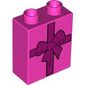 Duplo Brick 1 x 2 x 2 with Gift with Bow Print
