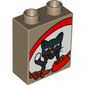 Duplo Brick 1 x 2 x 2 with Cat, Biscuits and Food Bowl Print