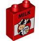 Duplo Brick 1 x 2 x 2 with Cow, Glass and 'MILK' Print