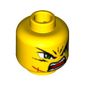 Minifig Head Takeshi, Dual Sided, Green Eyes, Frown, Scar / Open Mouth Print [Blocked Open Stud]