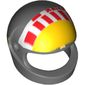 Helmet, Standard with Yellow Front and Red and White Checkered Stripe Print