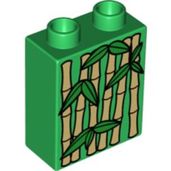 Duplo Brick 1 x 2 x 2 with Bamboo Print