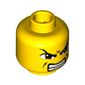 Minifig Head Guard, Dual Sided, Brown Eyes, Scowl with Mouth Closed / Bared Teeth Print [Blocked Open Stud]