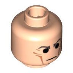 Minifig Head Grand Moff Tarkin, Cheek Lines, Dark Bluish Gray Stern Eyebrows Print [Blocked Open Stud]