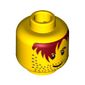 Minifig Head Aquaraider / Soccer Player, Male Red-Brown Hair over Eye, One Eyebrow, Stubble, White Pupils Print [Blocked Open Stud]