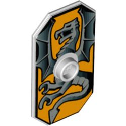 Shield Rectangular with Stud and Silver Dragon on Bright Light Orange Background Print