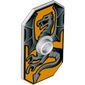 Shield Rectangular with Stud and Silver Dragon on Bright Light Orange Background Print
