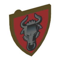 Shield Triangular with Dark Red and Silver & Black Adric Bull Print