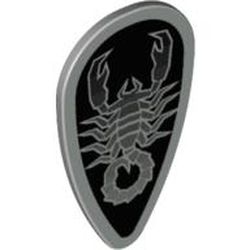 Shield Ovoid with Silver and Black Scorpion Print