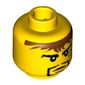 Minifig Head Sir Adric / Knight / Pirate, Moustache Black, Messy Brown Hair, Small Mouth with Lower Lip, 3 Spots under Left Eye Print [Blocked Open Stud]
