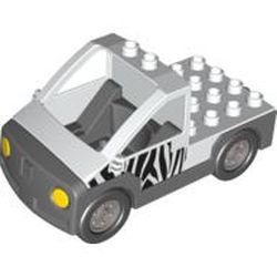Duplo Truck Pickup Flatbed with Dark Bluish Gray Base with Zebra Stripes Print