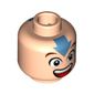 Minifig Head Aang (Avatar), Eyes, Mouth Wide Open, Blue Arrow on Forehead, Square on Back Print [Blocked Open Stud]