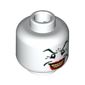Minifig Head Joker, Dark Green Eyebrows, Wide Smile with Red Lips, Crow's Feet Print