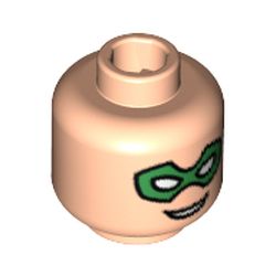 Minifig Head Robin, Dual Sided, Green Eyemask, Smile Print [Blocked Open Stud]