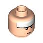 Minifig Head Batman, White Stripe, Pursed Lips Print [Blocked Open Stud]