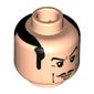 Minifig Head Alfred Pennyworth, Thin Moustache, Black Sideburns, White Pupils Print [Blocked Open Stud]
