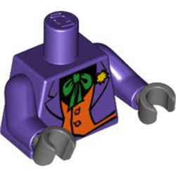 Torso Suit with Orange Vest, Green Tie, Yellow Flower Print, Dark Purple Arms, Dark Bluish Gray Hands