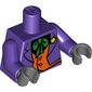 Torso Suit with Orange Vest, Green Tie, Yellow Flower Print, Dark Purple Arms, Dark Bluish Gray Hands