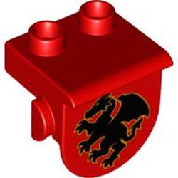 Duplo Plate 1 x 2 with Overhang with Dragon Print