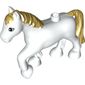 Duplo Animal Horse with one Stud and Raised Hoof with Eyelashes and Gold Mane and Tail Print
