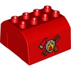 Duplo Train Cab Upper Section with Axe, Ladder & Fire Print