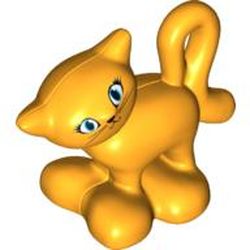 Duplo Animal Cat Standing Turned Head with Large Eyes with Eyelashes Print