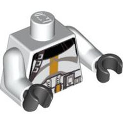 Torso Armor Clone Trooper with Bright Light Orange Stripe Print, White Arms, Black Hands