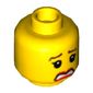 Minifig Head, Brown Eyebrows Scared / Smiling Print [Hollow Stud]