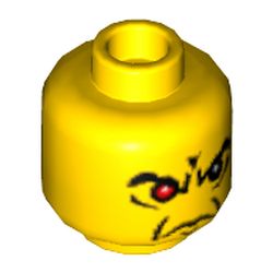 Minifig Head Wizard, Angry Eyebrows and 1 Red Eye, White Pupils Print