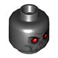 Minifig Head, Evil Skull with Scowl, White Print, Red Eyes Print