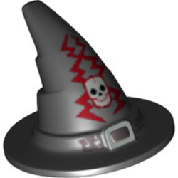 Hat, Wizard, Silver Buckle, Skull and Lightning Bolts Print