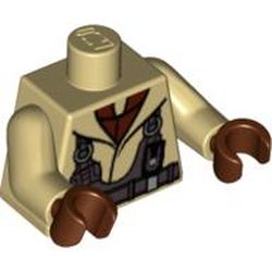 Torso Jacket with Dark Bluish Gray Harness Print (Naboo Fighter), Tan Arms, Reddish Brown Hands
