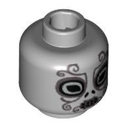 Minifig Head Death Eater, Ornate Silver Mask Print [Blocked Open Stud]