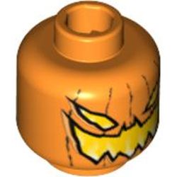 Minifig Head Pumpkin, Evil Grin Print [Blocked Open Stud]