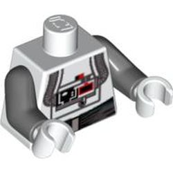 Torso Armor with Chest Panel with Buttons and Tubes Print (AT-AT Driver), Dark Bluish Gray Arms, White Hands