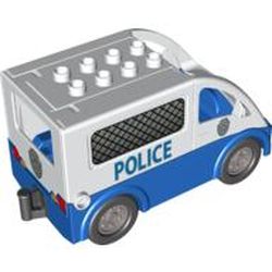 Duplo Van Type 2 with Blue Base, with Rear Door, and 'POLICE' Print [Complete Assembly]