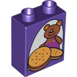 Duplo Brick 1 x 2 x 2 with Teddy Bear & Cookies (Biscuits) Print